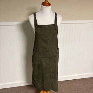 Olive Green Corduroy Pinafore Dress